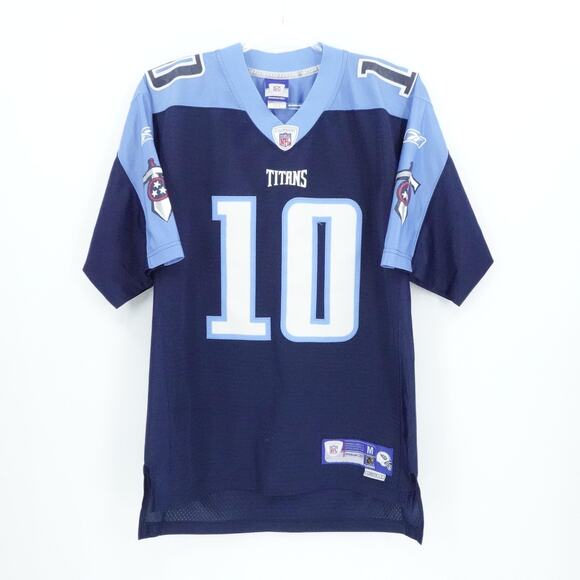 Tennessee Titans Football Jersey Mens Medium Navy Blue Vince Young NFL Reebok - Picture 1 of 16